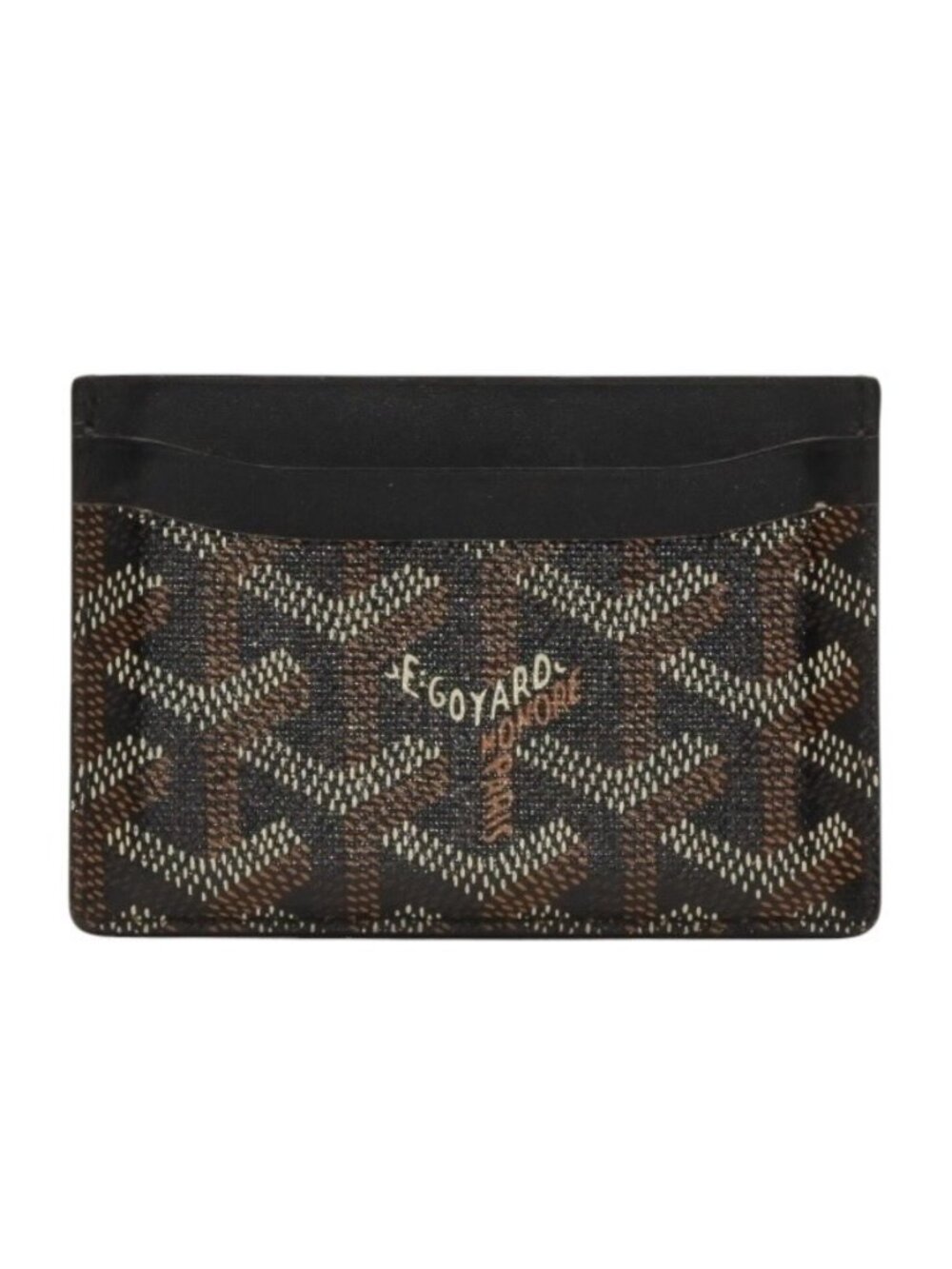 Goyard Saint Sulpice Herringbone Card Case Black Leather